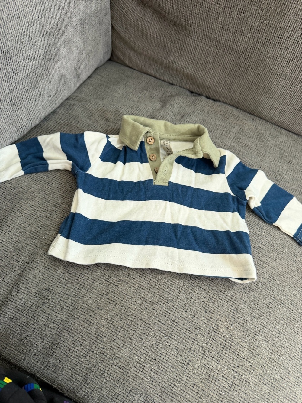 chick pea Blue & Cream Striped Long-Sleeve Polo